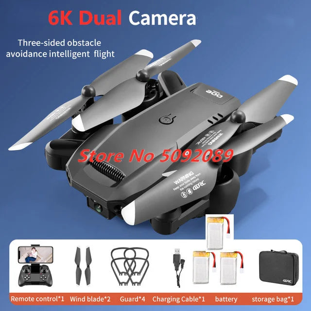 Three-Way Obstacle Avoidance Helicopter Dron With 6K Dual Camera Optical Flow Hovering Aircraft Height Hold Drone Toy Boy Gifts