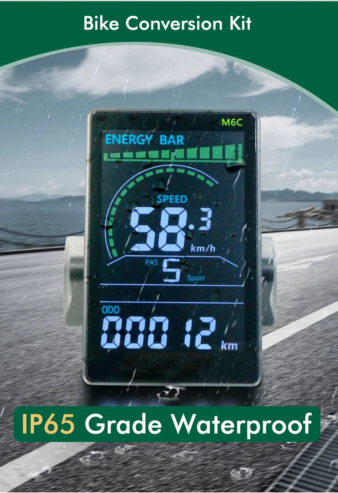 M6C Electric Bike Speedometer – UART2, Waterproof, Multi-Voltage