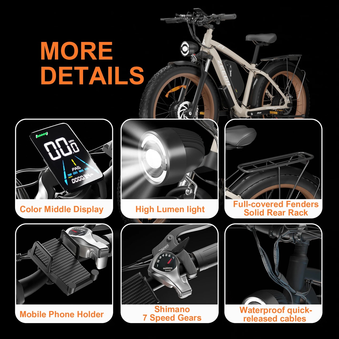 Zgeer F1 2000W Fat Tire E-Bike – 48V, Dual Battery, Full Suspension