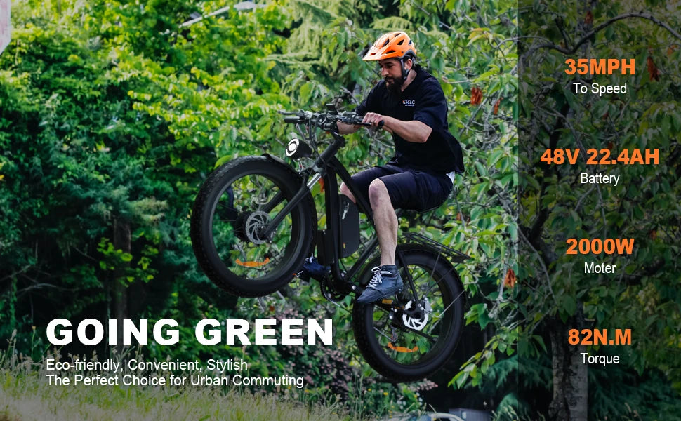 Zgeer F1 2000W Fat Tire E-Bike – 48V, Dual Battery, Full Suspension