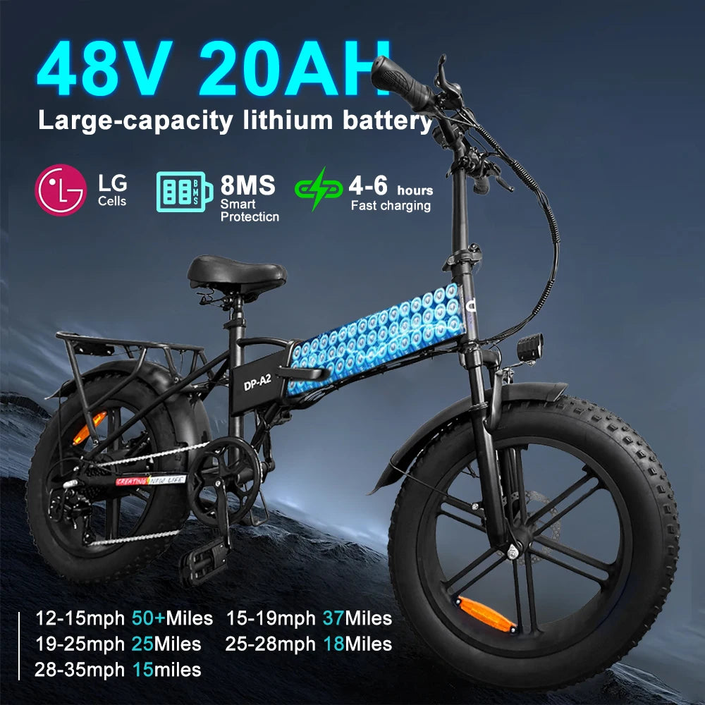 IDOTATA A2 Folding Electric Bike – 750W, 48V, 20” Fat Tire
