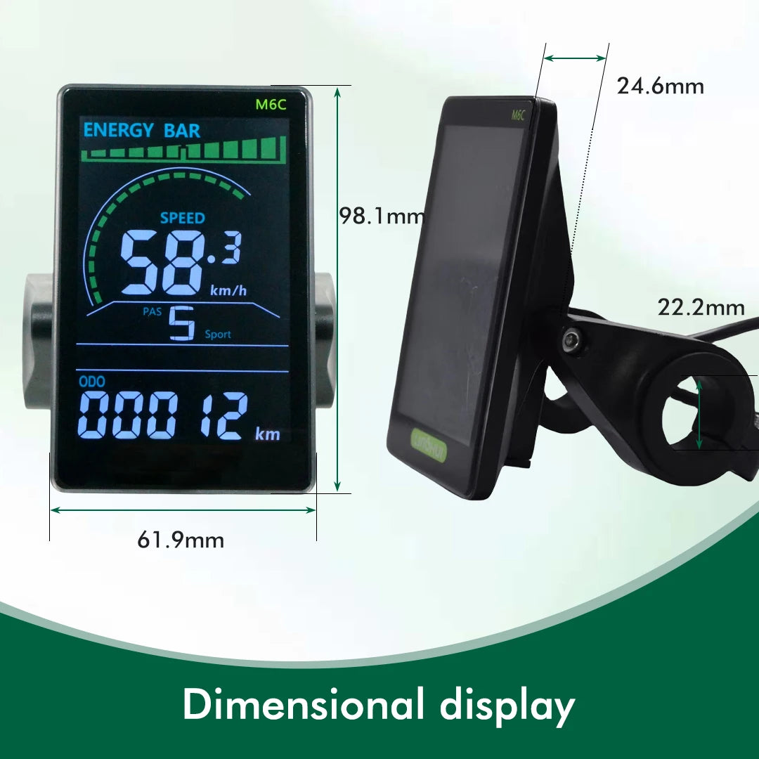 M6C Electric Bike Speedometer – UART2, Waterproof, Multi-Voltage