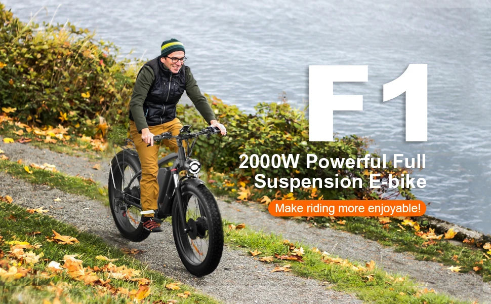 Zgeer F1 2000W Fat Tire E-Bike – 48V, Dual Battery, Full Suspension