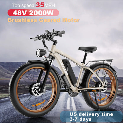 Zgeer F1 2000W Fat Tire E-Bike – 48V, Dual Battery, Full Suspension