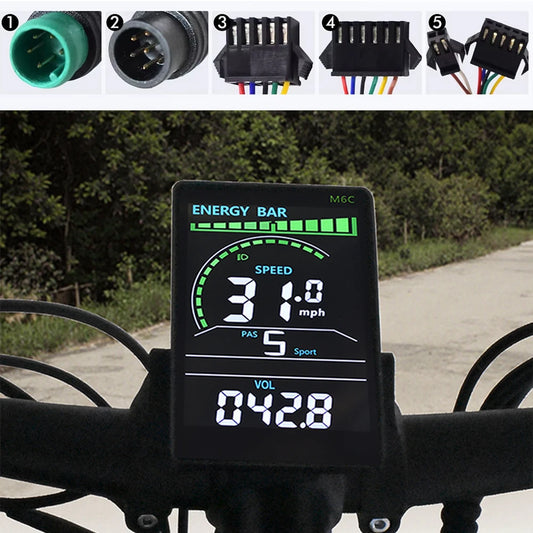M6C Electric Bike Speedometer – UART2, Waterproof, Multi-Voltage