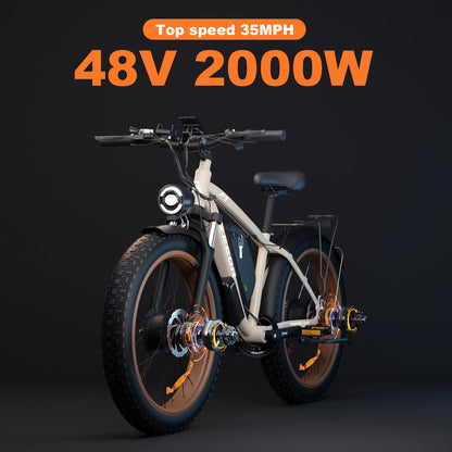 Zgeer F1 2000W Fat Tire E-Bike – 48V, Dual Battery, Full Suspension