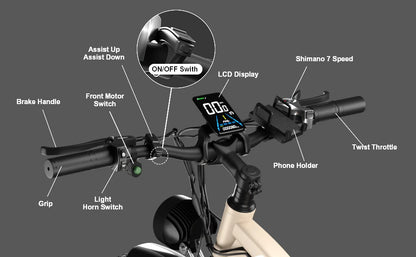 Zgeer F1 2000W Fat Tire E-Bike – 48V, Dual Battery, Full Suspension