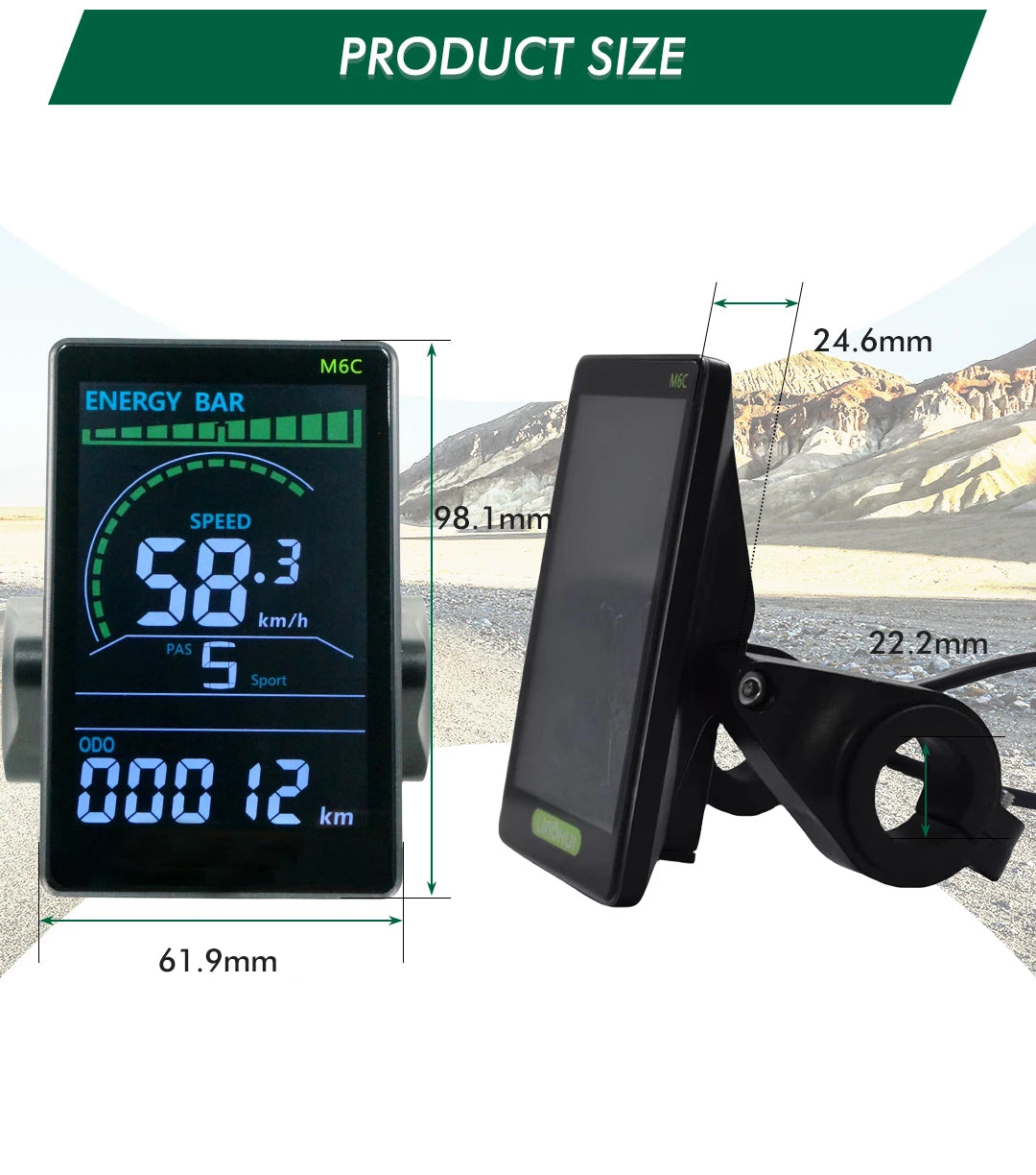 M6C Electric Bike Speedometer – UART2, Waterproof, Multi-Voltage