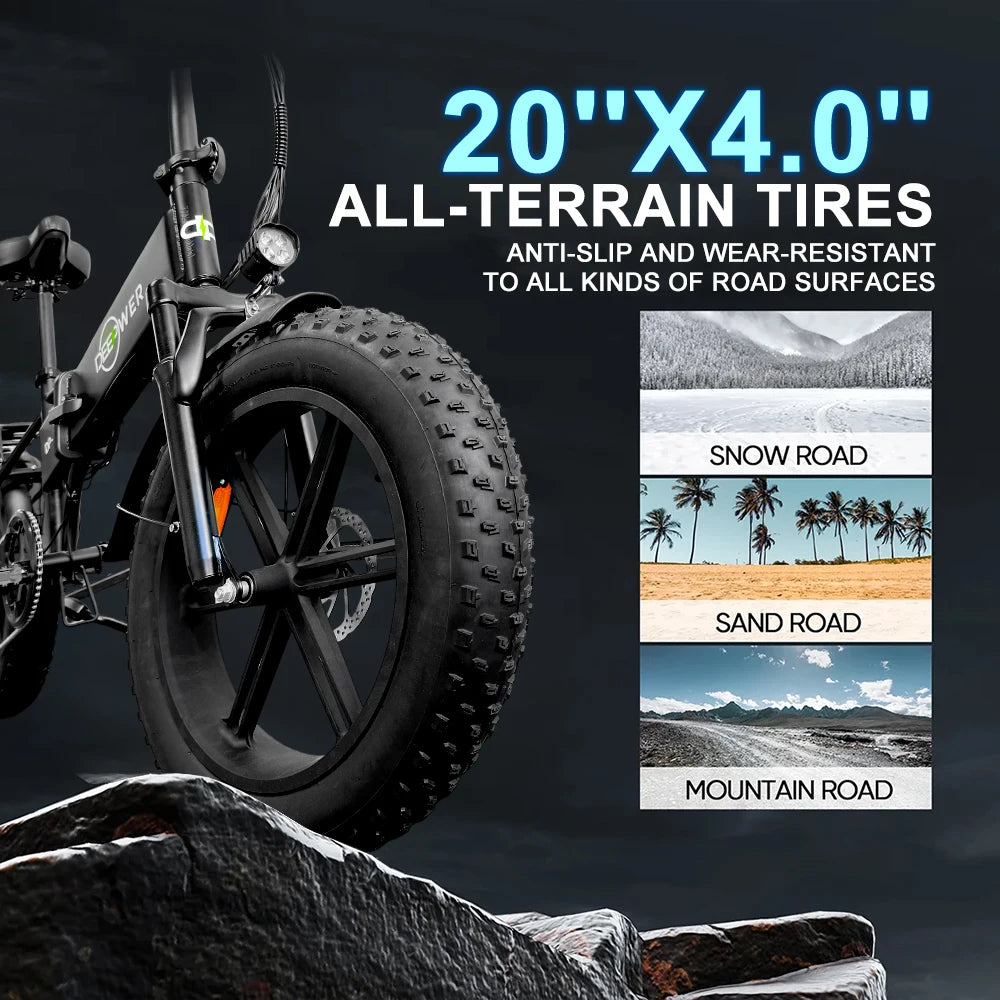IDOTATA A2 Folding Electric Bike – 750W, 48V, 20” Fat Tire